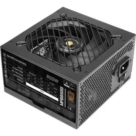 Mars Gaming MPB850SI Fuente de Alimentación ATX 850W 80 Plus Bronze, Ventilador Silencioso 120mm con AI2-RPM, Certificación TÜV, 7 Años de Garantía, Cables Planos
